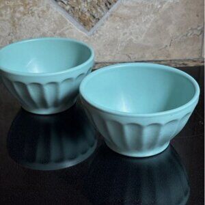 Set of 2 Anthropologie Biscuit Latte 5.5” Seafoam Mint Cereal Soup Bowl Portugal